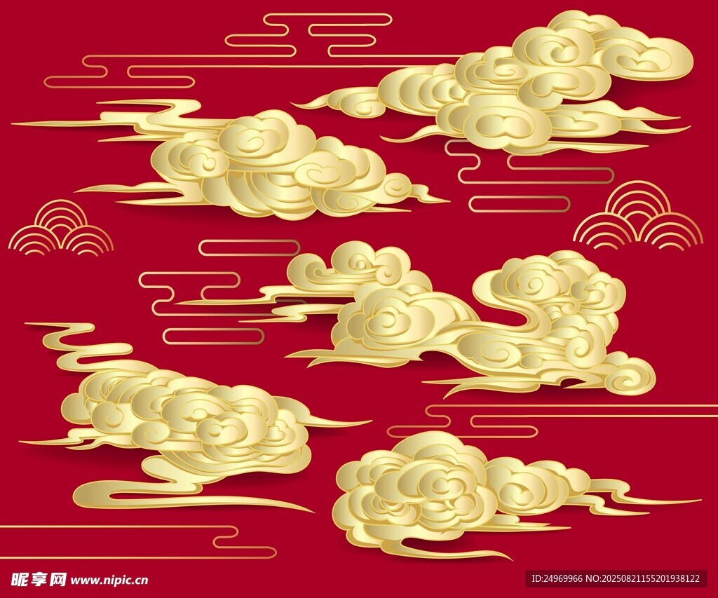 中式古典金色祥云圖案