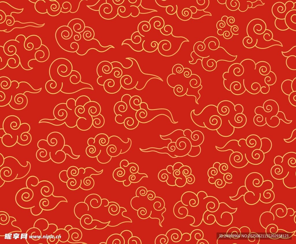 紅色底金色云紋傳統(tǒng)圖案