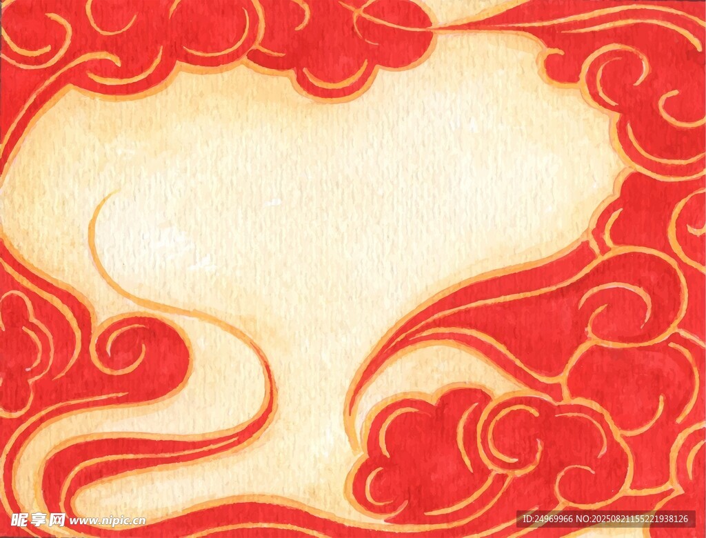 中式云紋邊框背景圖