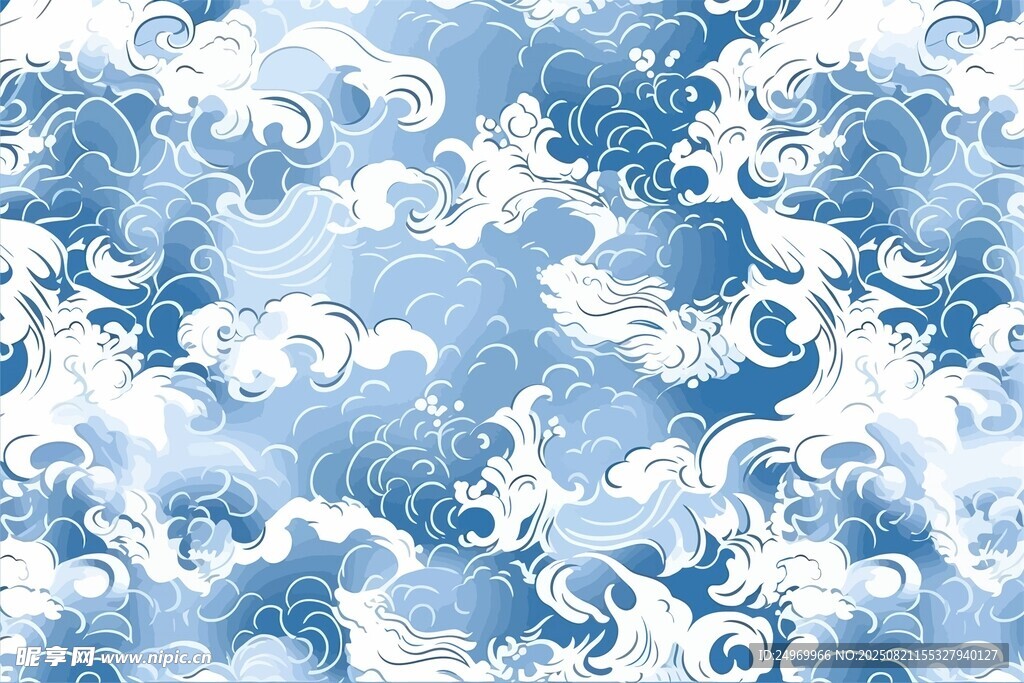 藍(lán)白海浪紋理圖案