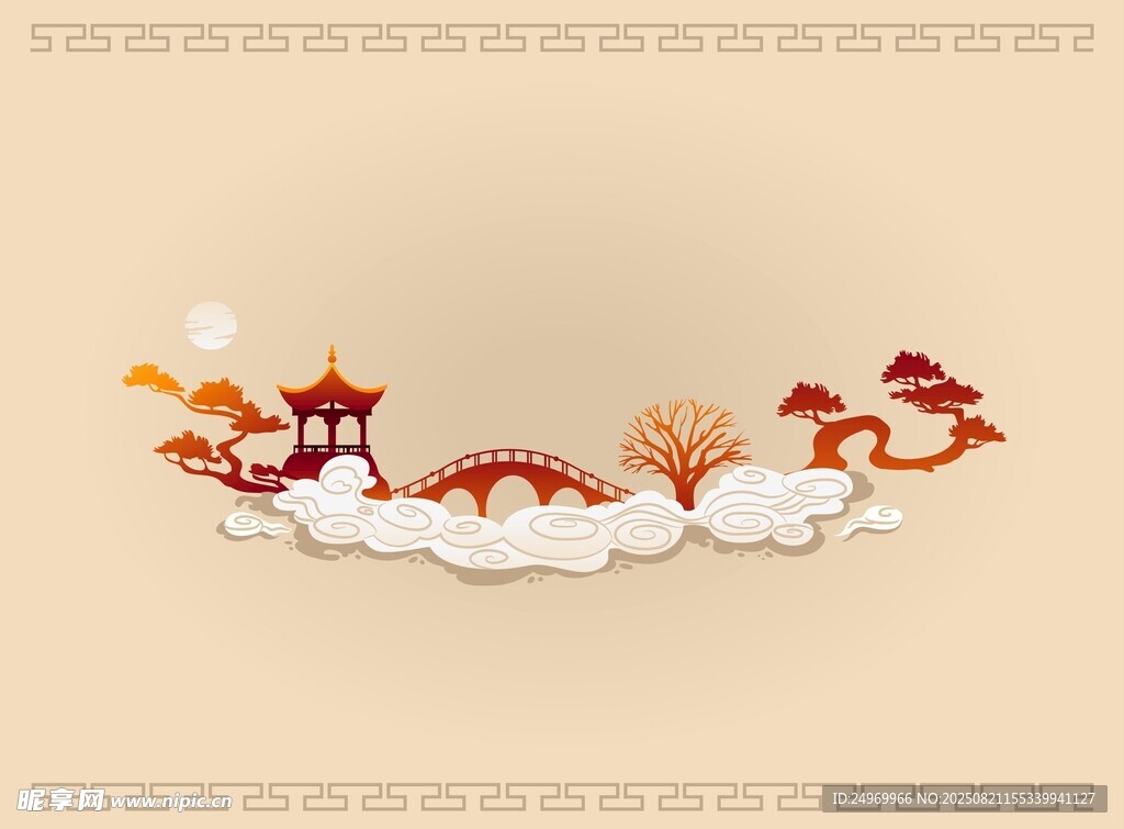中式祥瑞云紋龍形裝飾圖案