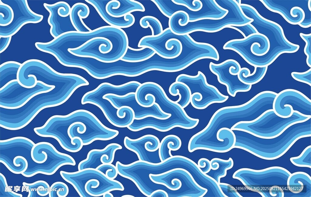 藍色海浪波紋圖案背景