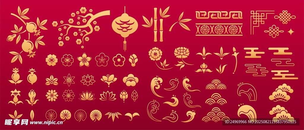 喜慶紅色中式傳統(tǒng)元素集合