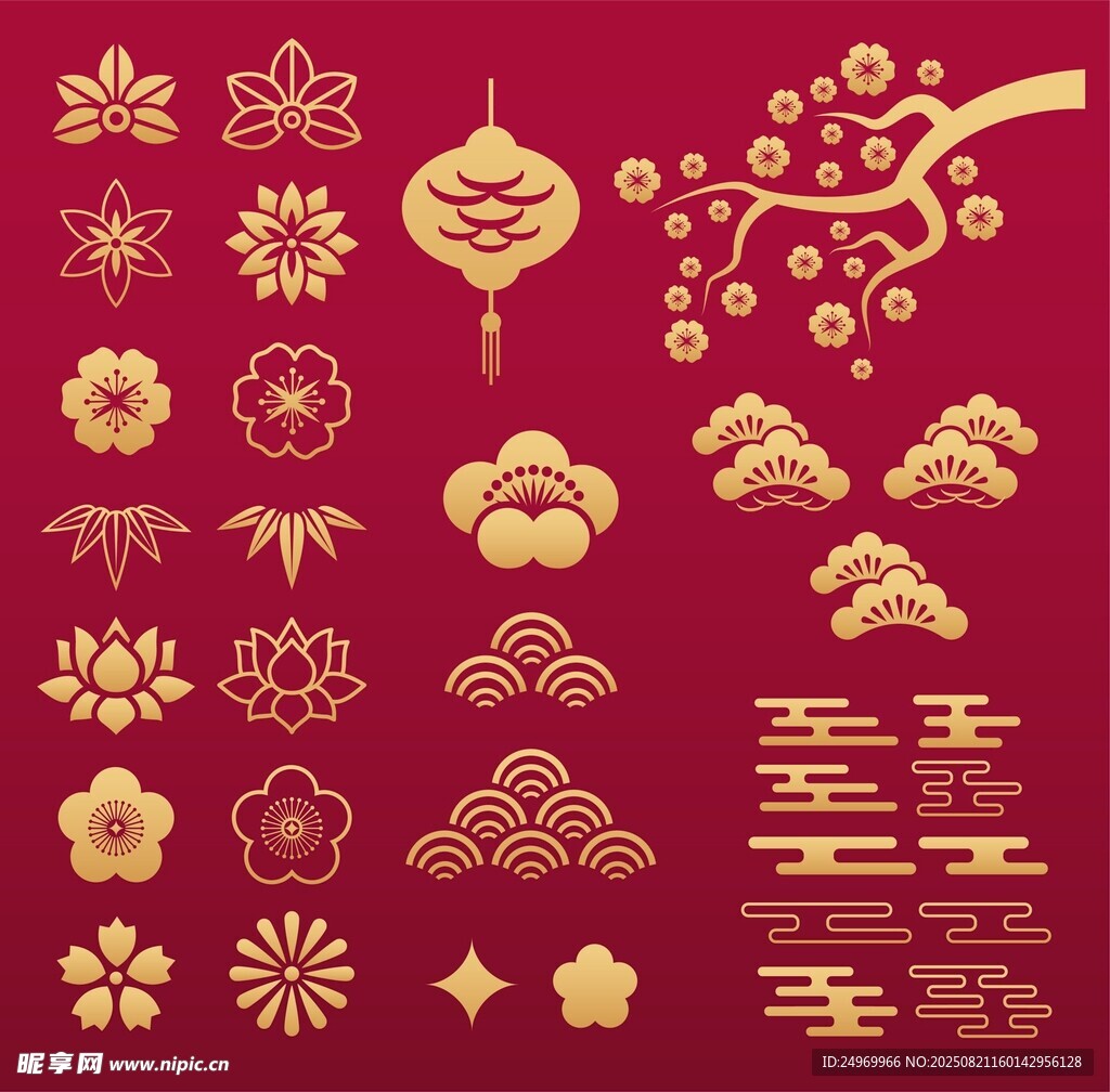 中式傳統(tǒng)金色吉祥圖案集