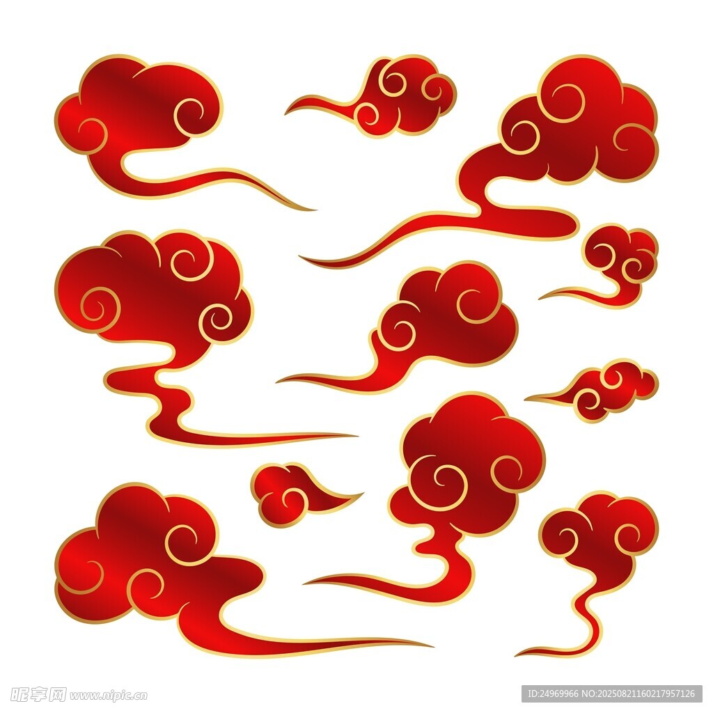 中式傳統(tǒng)紅色祥云圖案