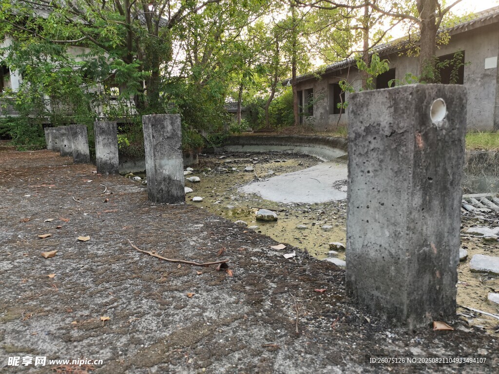 古老石樁靜立于樹林間