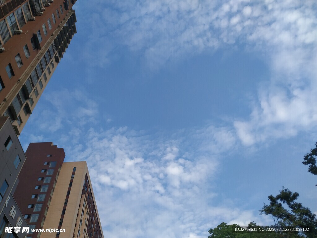 城市上空的藍(lán)天白云景象