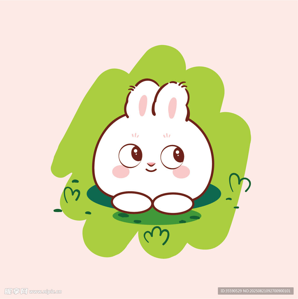 可愛趴臥小兔子插畫