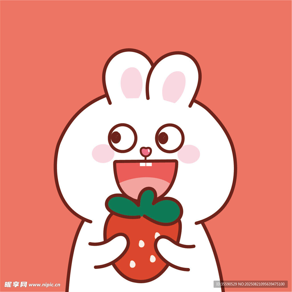 抱草莓的可愛兔子