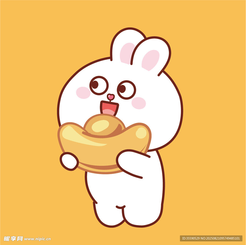 可愛白兔手持月餅