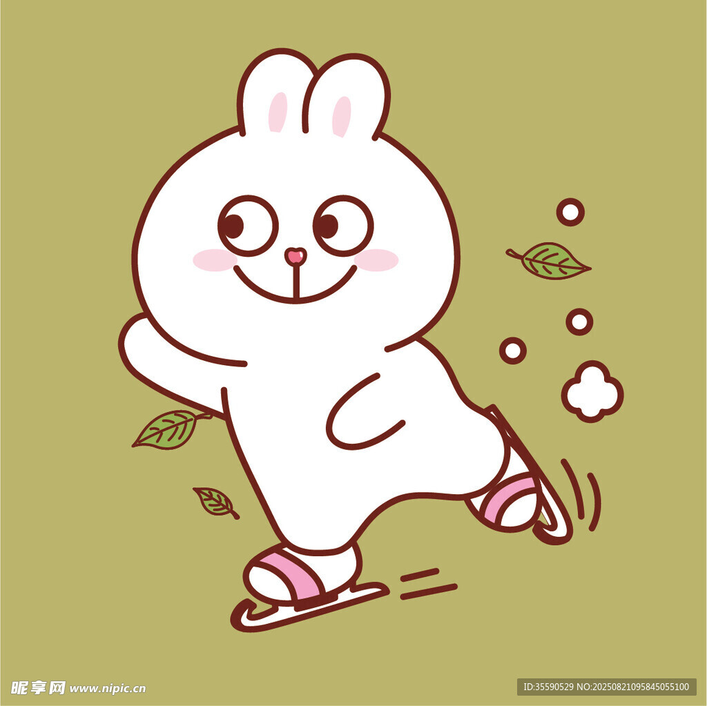 快樂奔跑的卡通小兔子