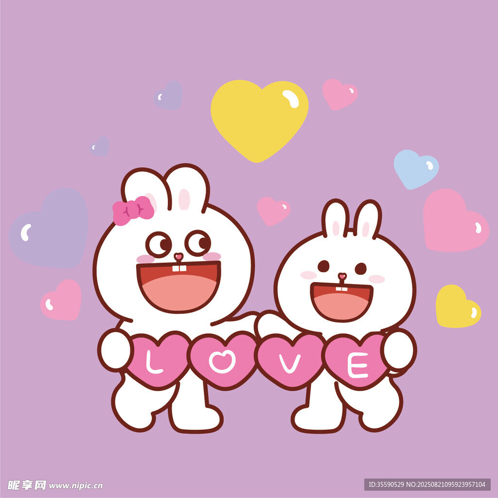 可愛兔子情侶甜蜜示愛