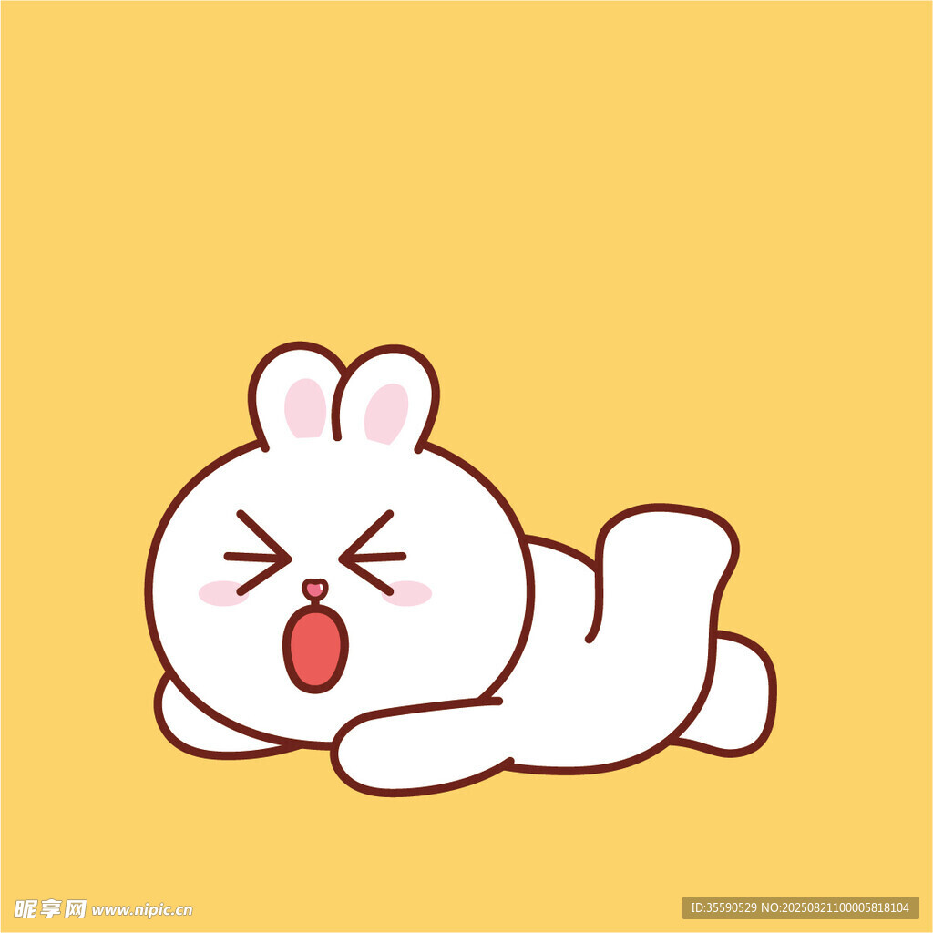 趴著賣萌的卡通小兔子