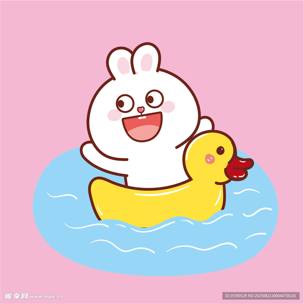 小兔乘小黃鴨快樂(lè)戲水