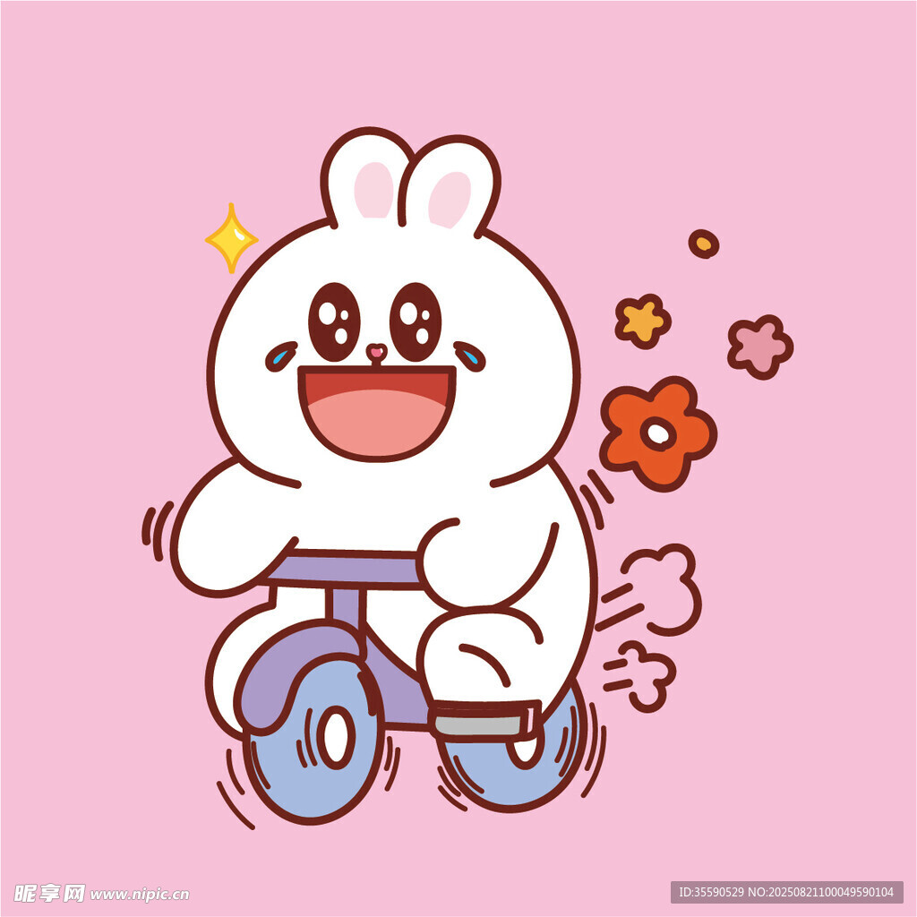 騎三輪車的歡樂小兔