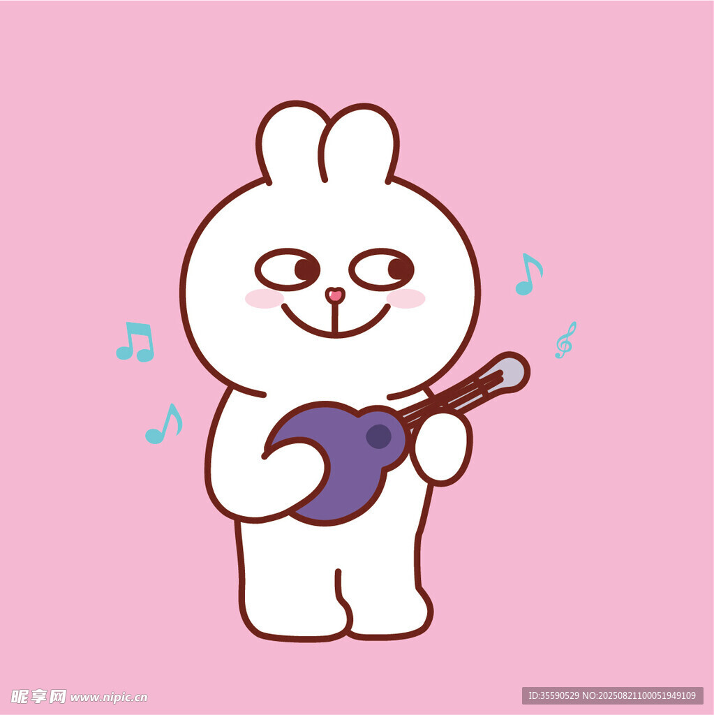 彈樂器的可愛兔子