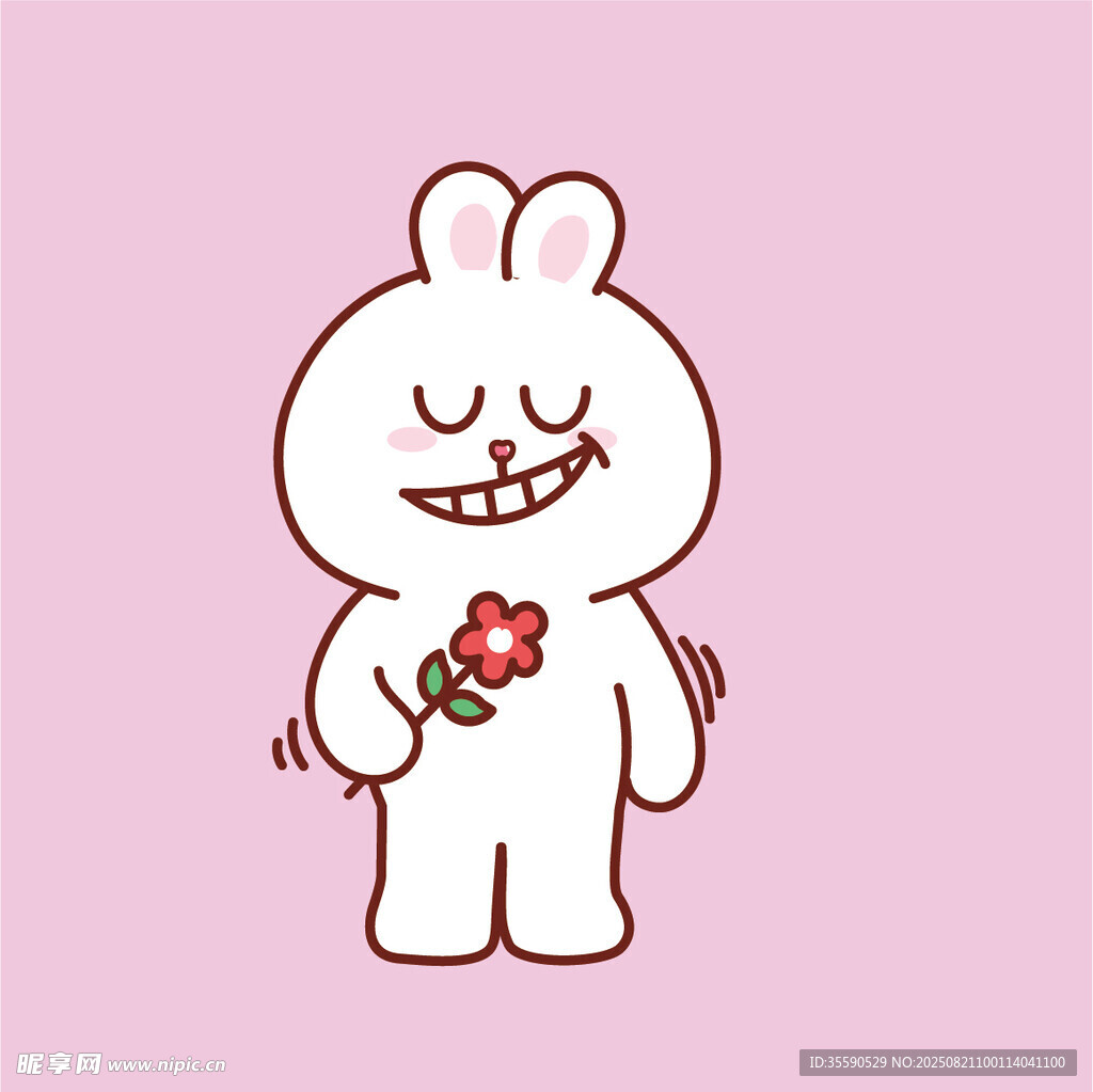 可愛白兔手持玫瑰