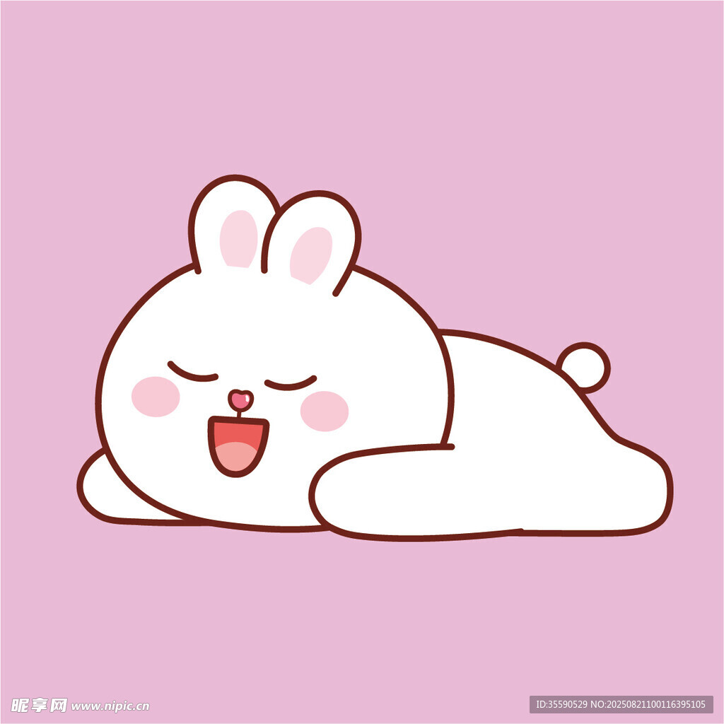 趴著的可愛卡通小兔子