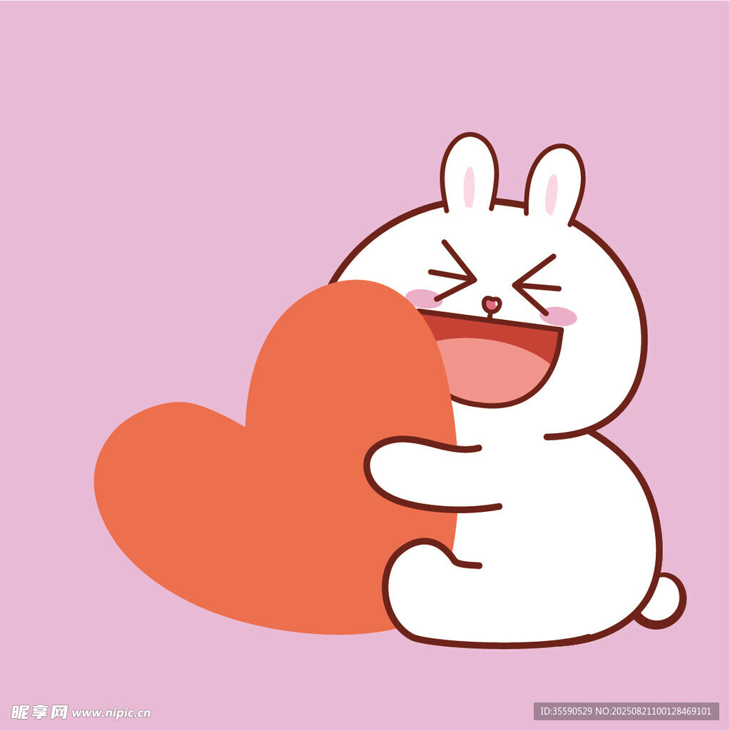 白兔抱愛心甜蜜滿滿