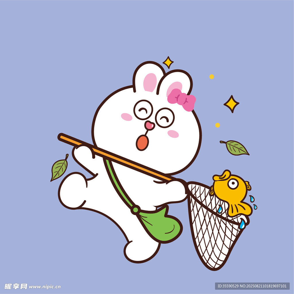 白兔持網(wǎng)捕小鴨插畫