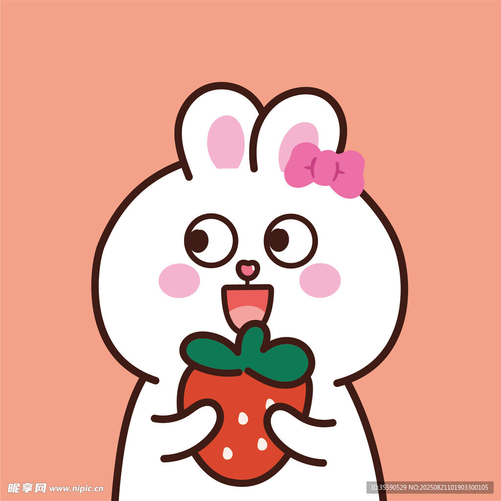 可愛小兔捧草莓