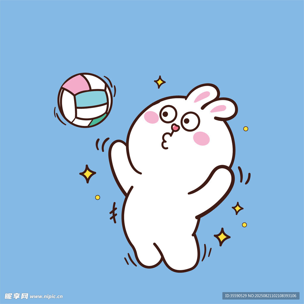 可愛小兔歡快打排球