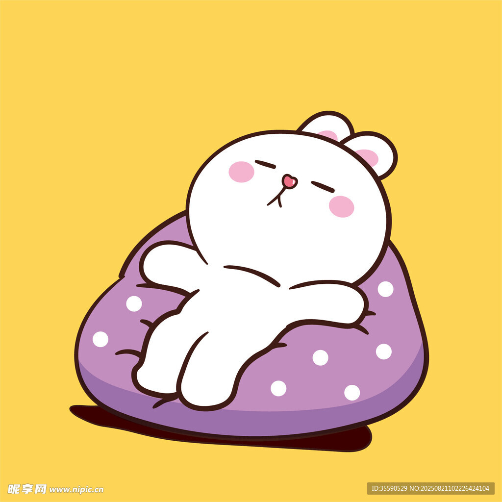 可愛白兔愜意躺豆袋椅