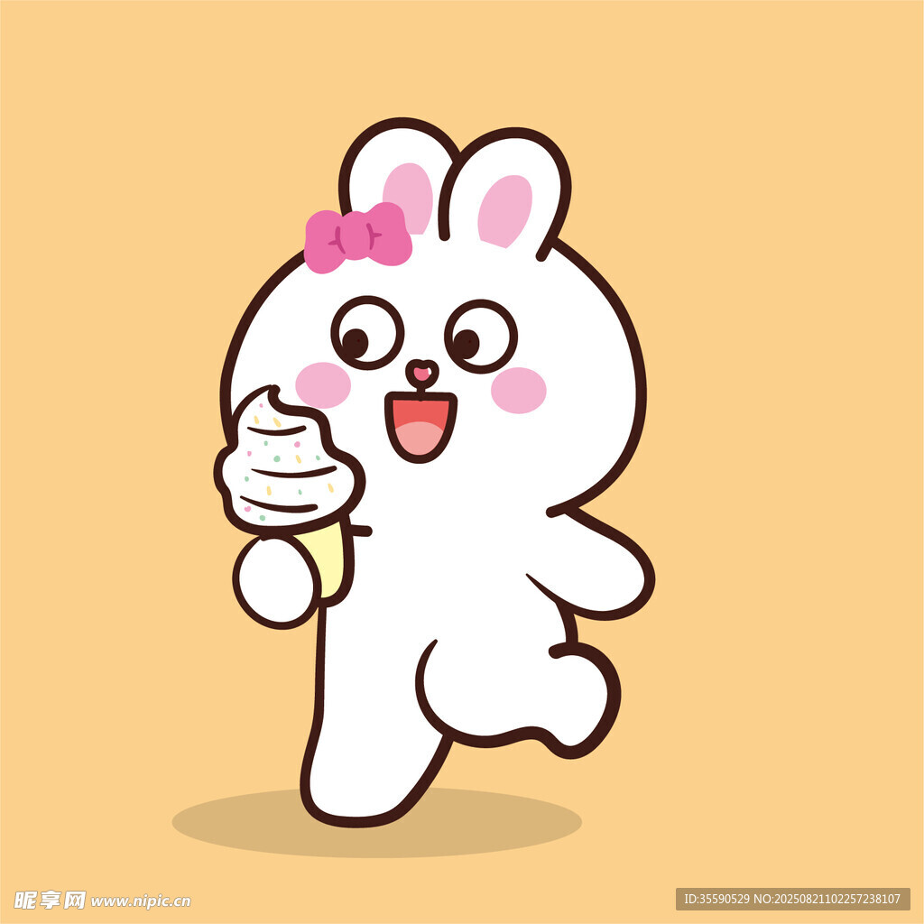 可愛兔子舉爪歡快奔跑