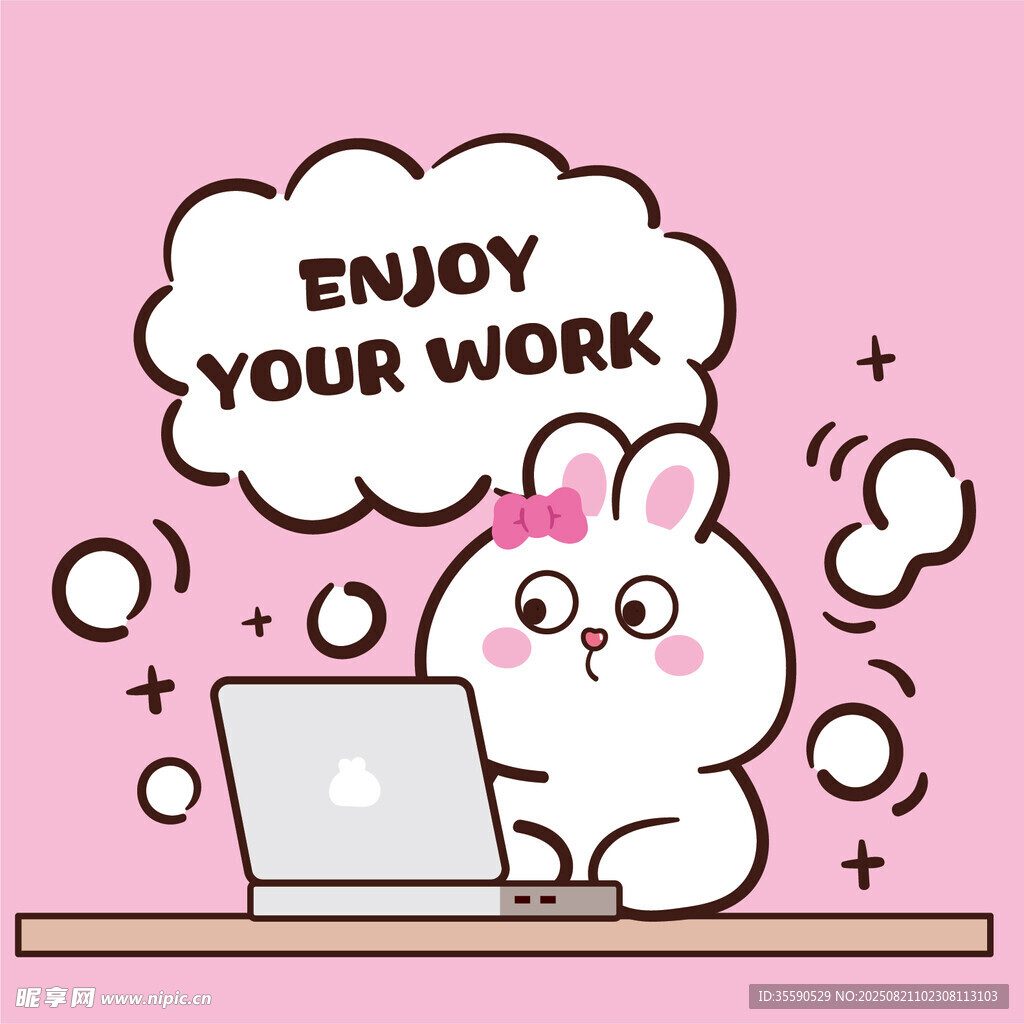 可愛兔子享受工作時(shí)刻