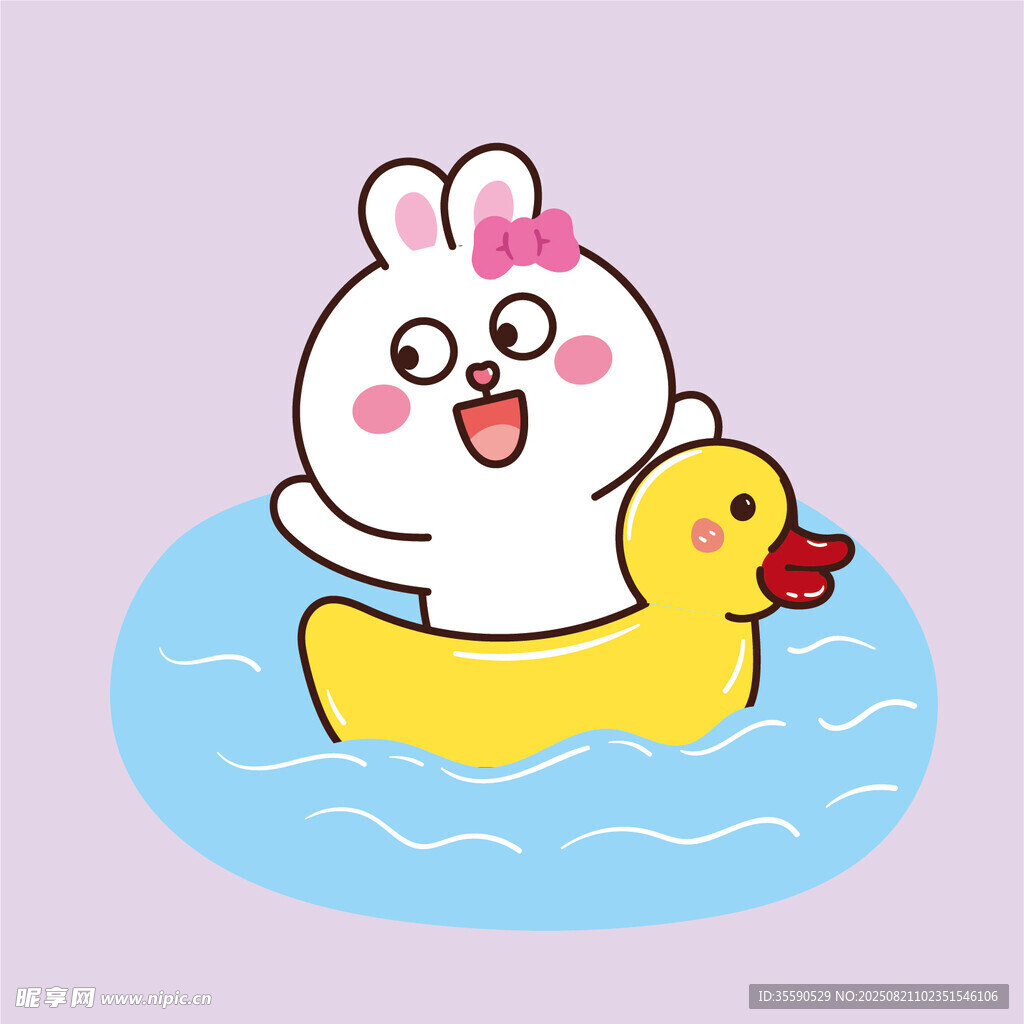 兔子乘小黃鴨歡樂戲水