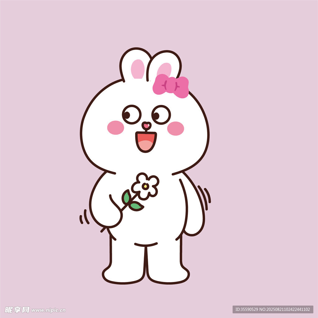 手持花束的可愛兔子