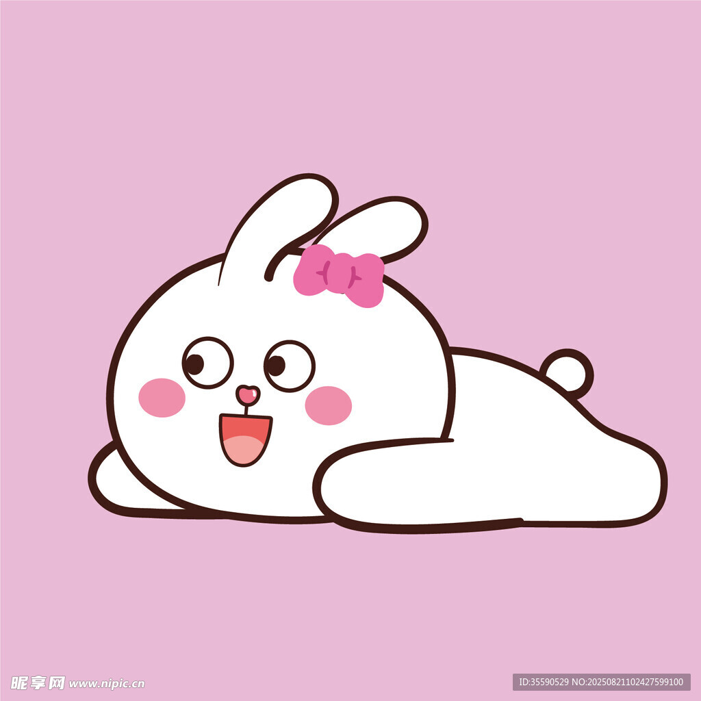趴著的可愛蝴蝶結(jié)小兔