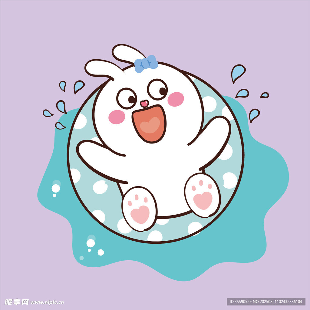 可愛小兔快樂玩水