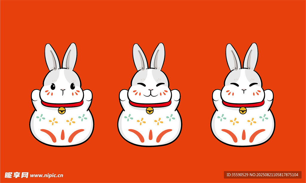 三只可愛(ài)白兔插畫