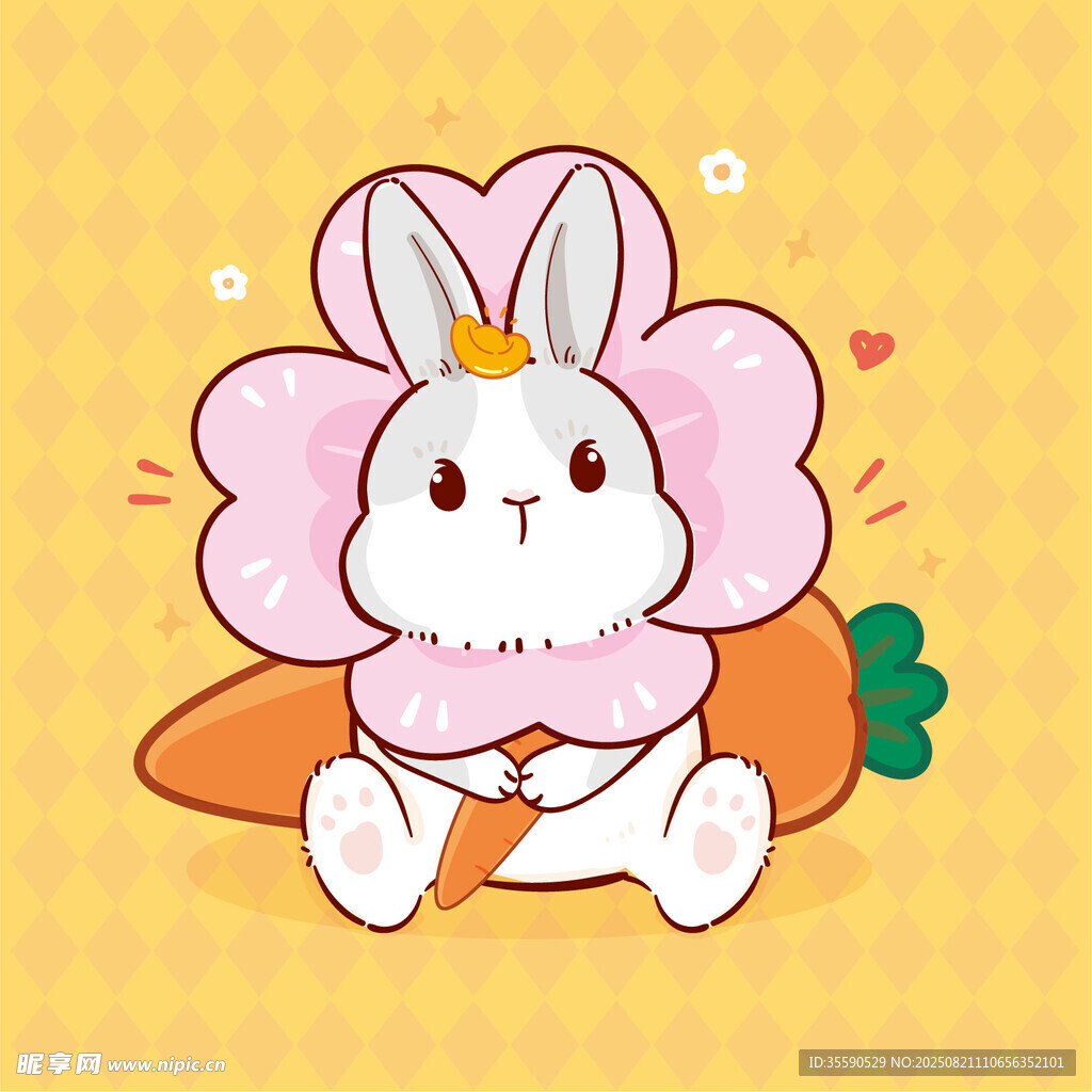花朵造型的可愛兔子