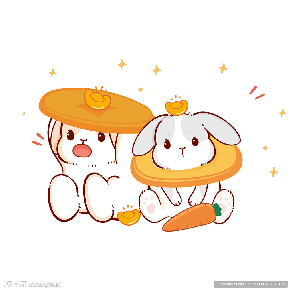 戴帽萌兔與胡蘿卜