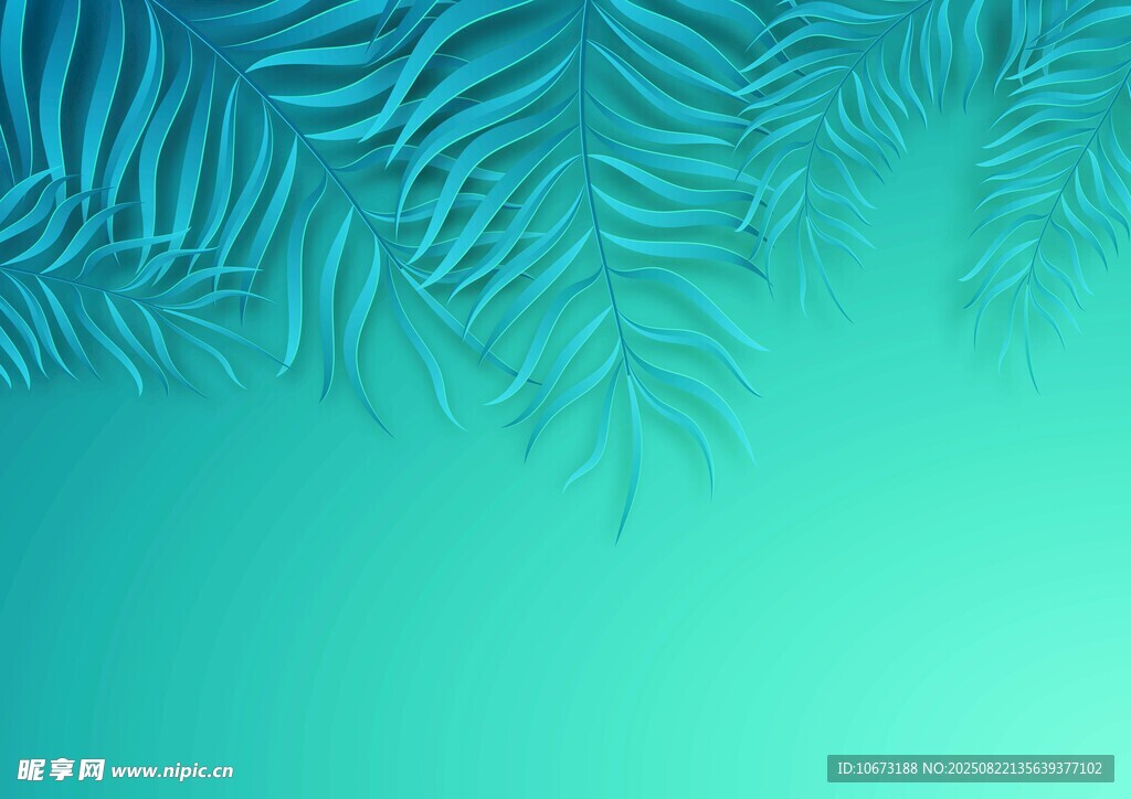 藍綠棕櫚葉背景紋理