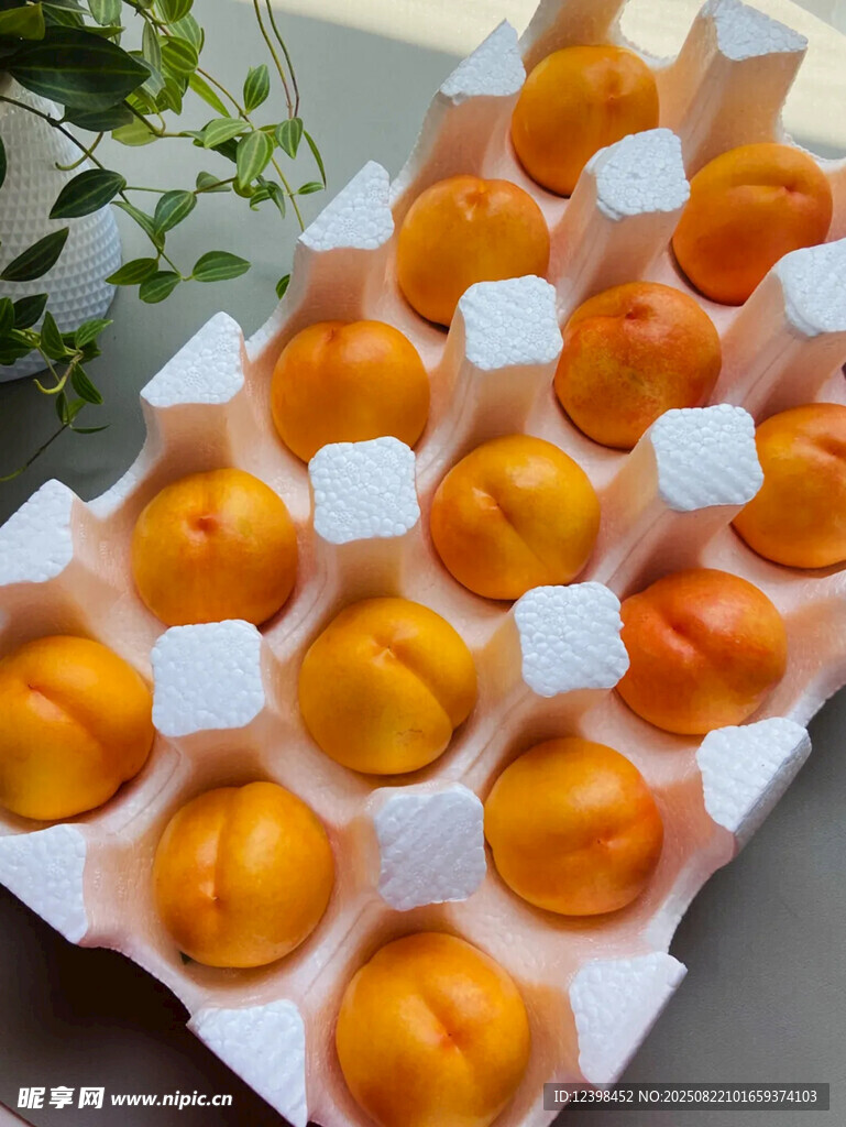 盒裝黃桃整齊擺放