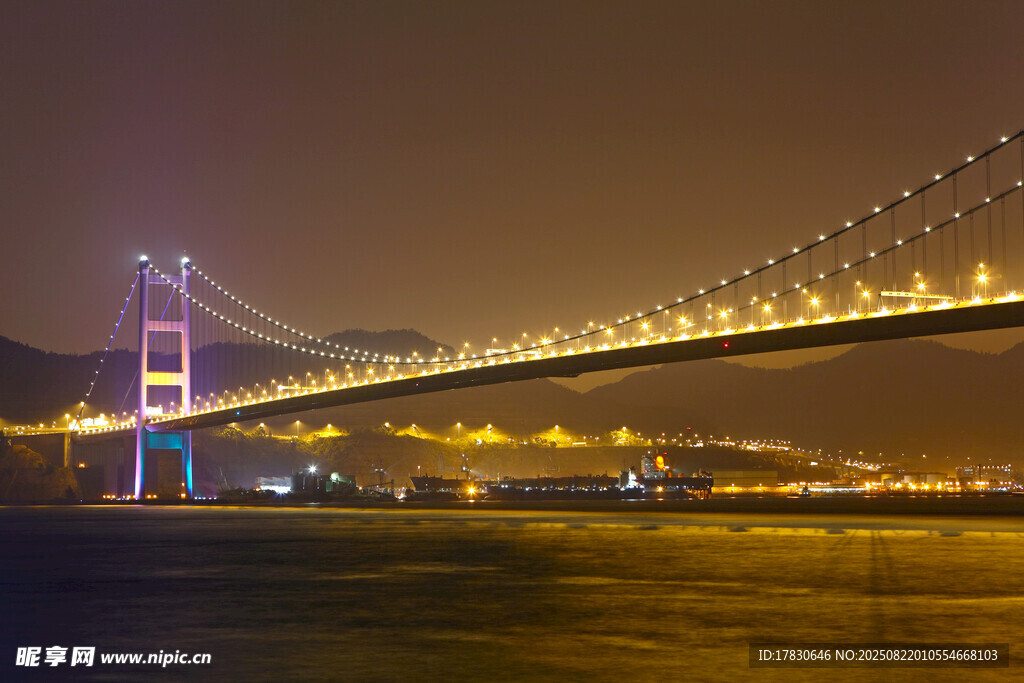 夜晚璀璨的跨海大橋夜景