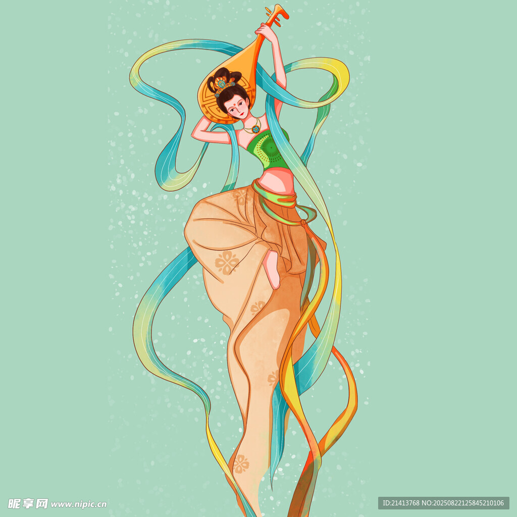 敦煌飛天仙女插畫形象