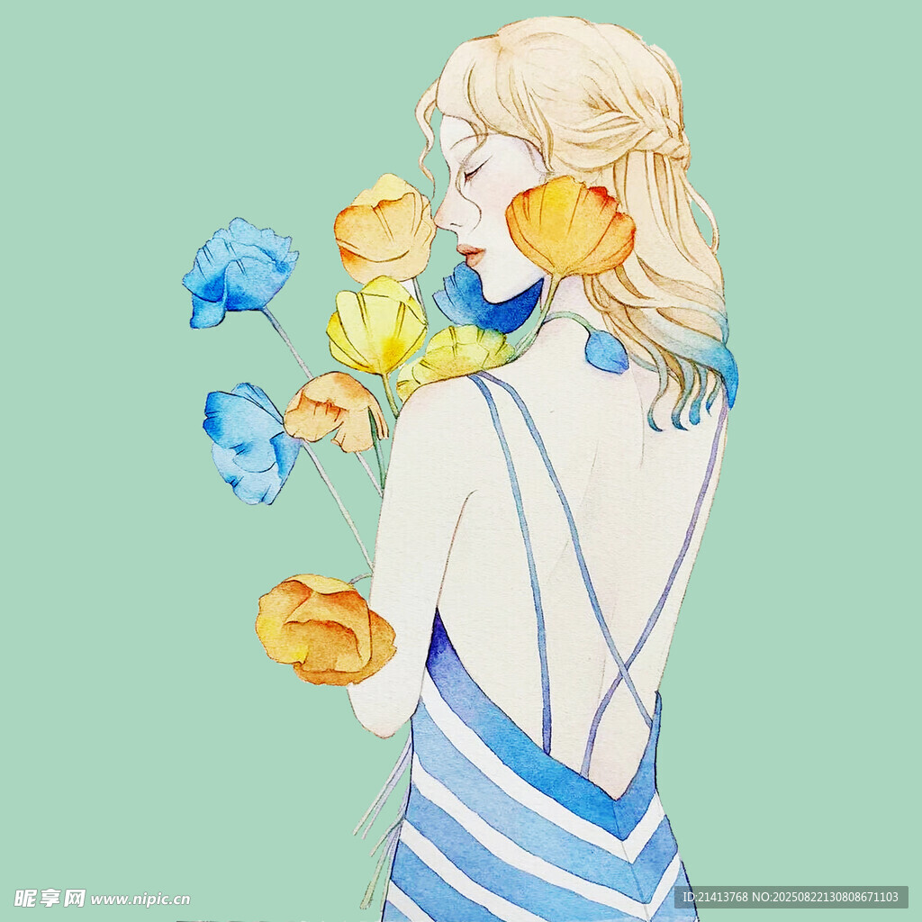金發(fā)女子與彩色魚(yú)的夢(mèng)幻畫(huà)面