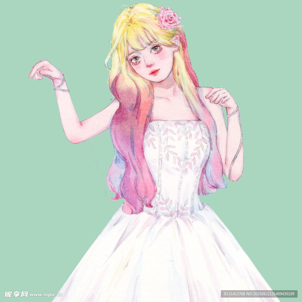 金發(fā)粉發(fā)的優(yōu)雅禮服少女