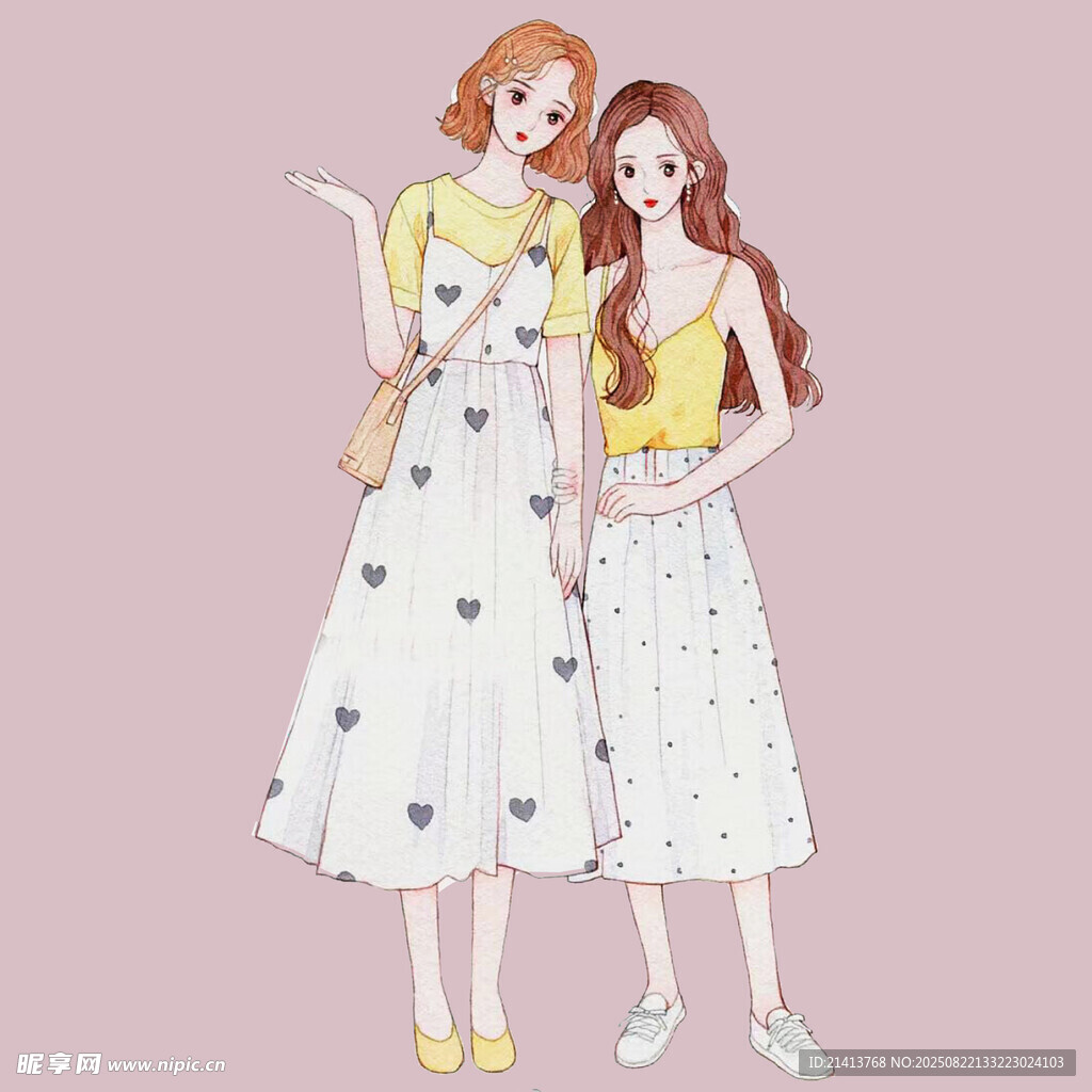 兩位時(shí)尚女孩的甜美穿搭