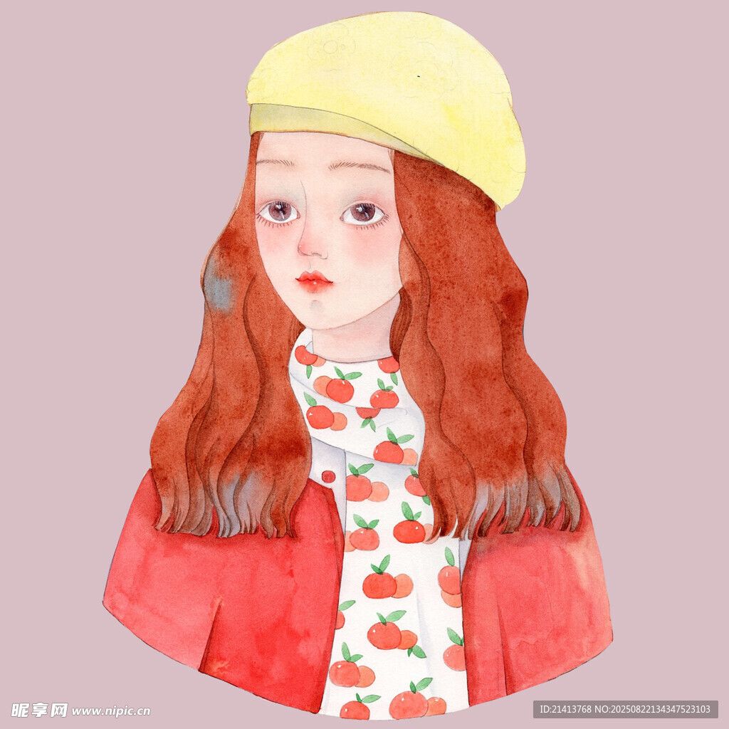 戴黃帽的紅發(fā)圍巾女孩