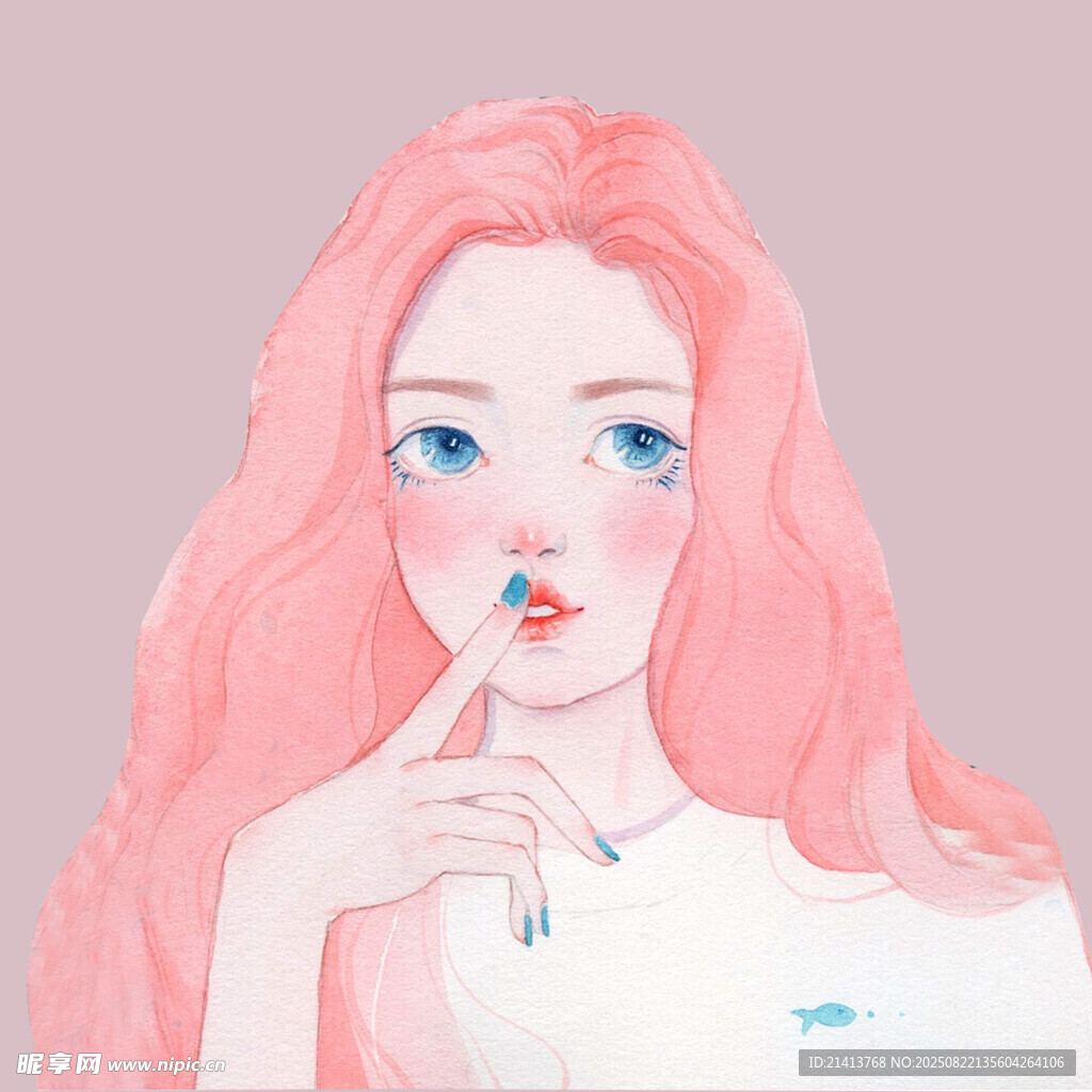 粉色長發(fā)女孩的夢幻形象