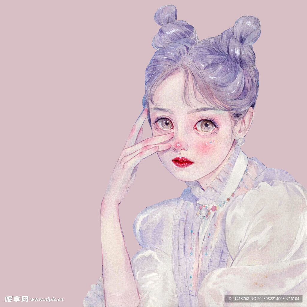 古風雙髻少女唯美插畫