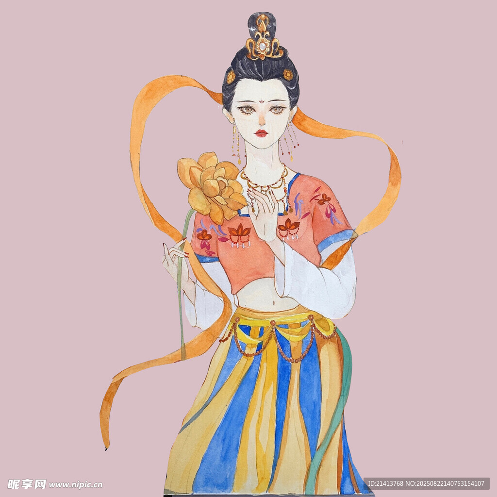 敦煌飛天神女形象插畫