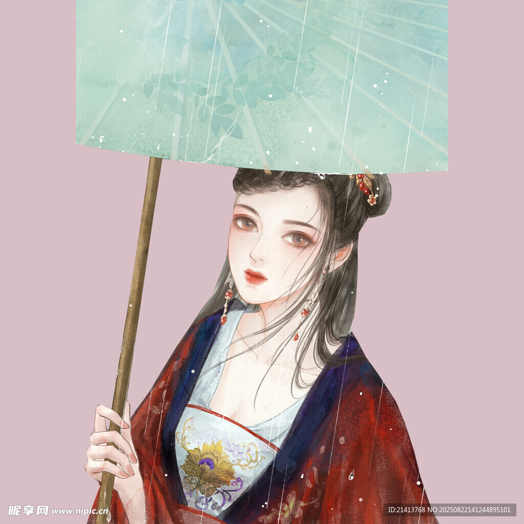 古風(fēng)漢服女子撐傘圖