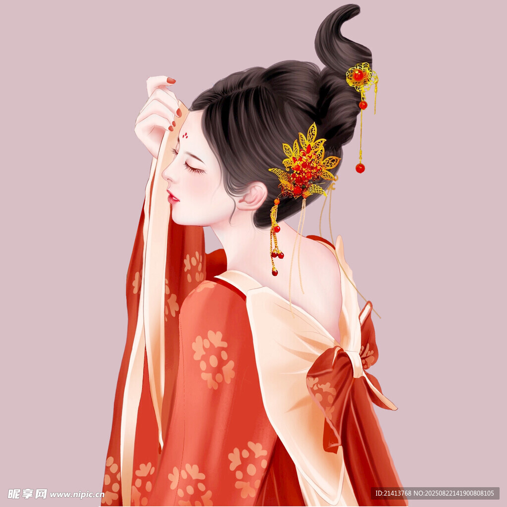 古風(fēng)漢服女子優(yōu)雅姿態(tài)