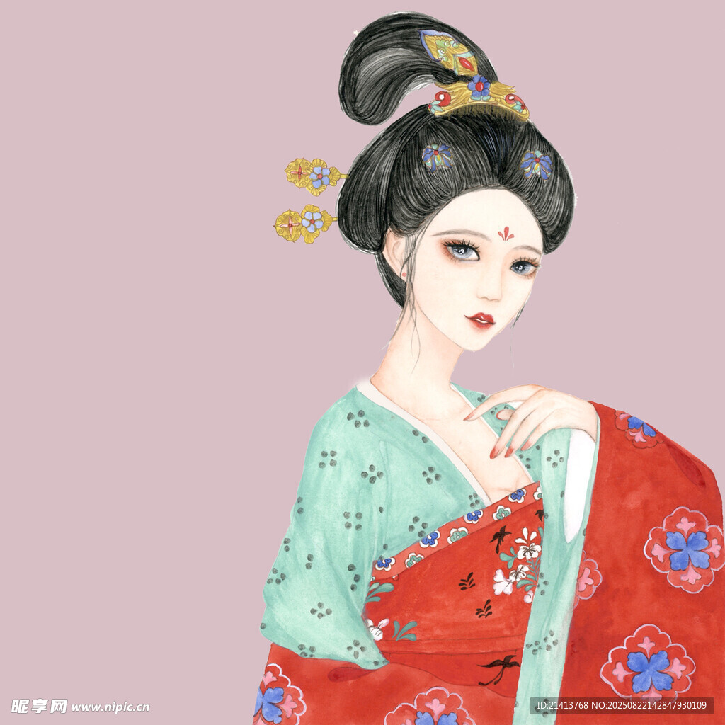 古風(fēng)漢服女子優(yōu)雅姿態(tài)